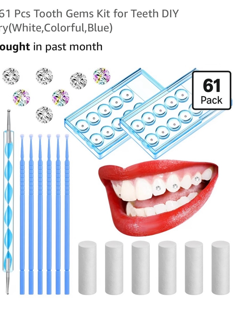 61-Piece Tooth Gems Kit for DIY Teeth Decoration - Blue/White